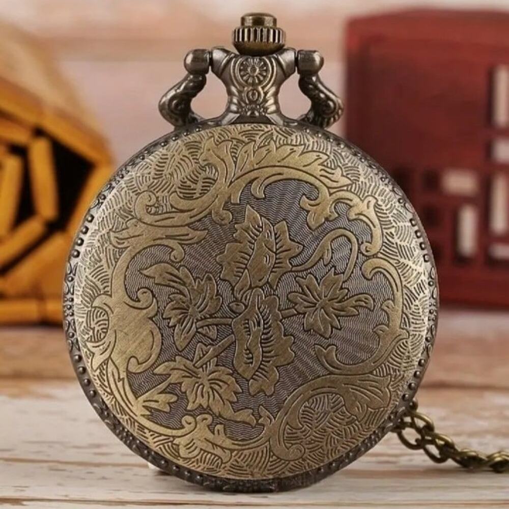 Native American Pocket Watch Gold Indian Chief Turquoise Christmas Birthday Gift